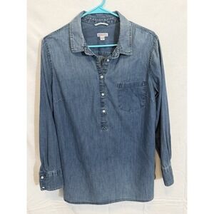 Denim Chambray Cotton Popover Tunic 90's Normcore Minimalist Classic Streetwear